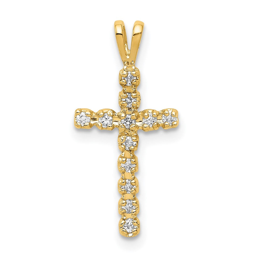 14k AA Diamond Latin Cross Pendant 9.85mm - Chains