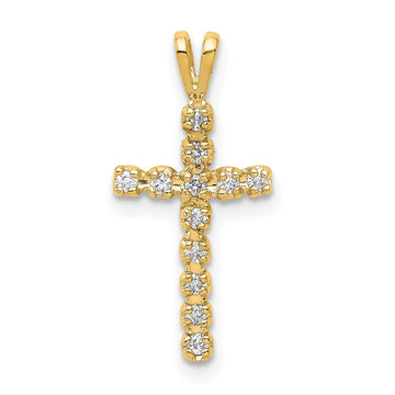 14k AA Diamond Latin Cross Pendant 9.85mm - Chains