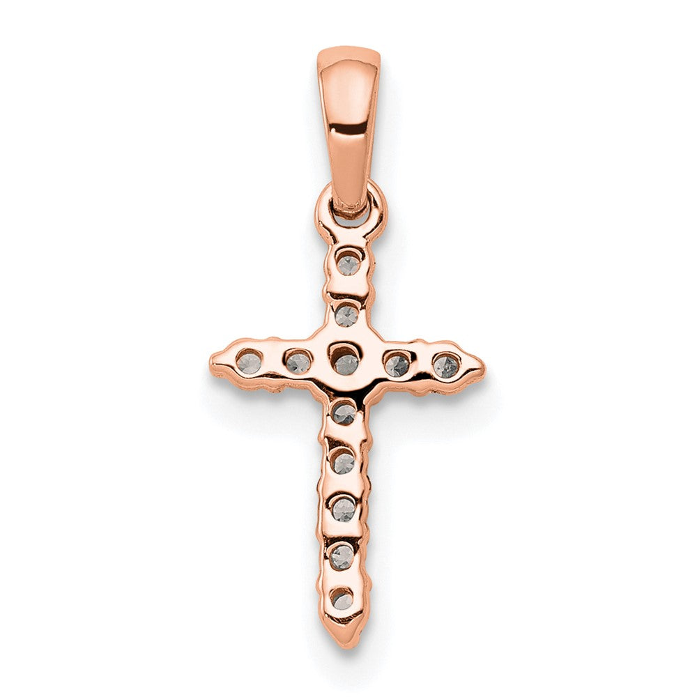 14k Rose Gold Polished Diamond Cross Pendant 8mm - Chains