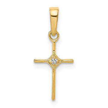 14k Small .01ct. Diamond Cross Pendant