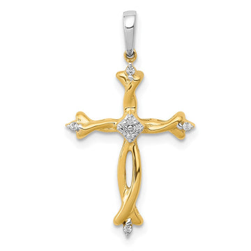 14k Two-Tone 1/20ct. Diamond Cross Pendant