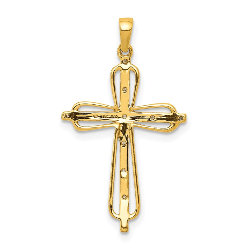 14k & Rhodium .03ct. Diamond Cross Pendant 16.5mm - Chains