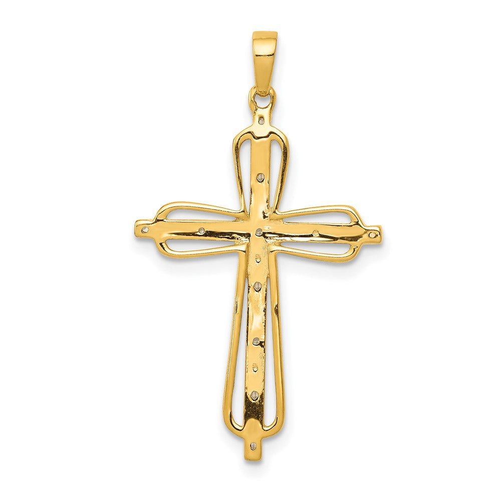 14k & rhodium Diamond Cross Pendant 19mm - Chains