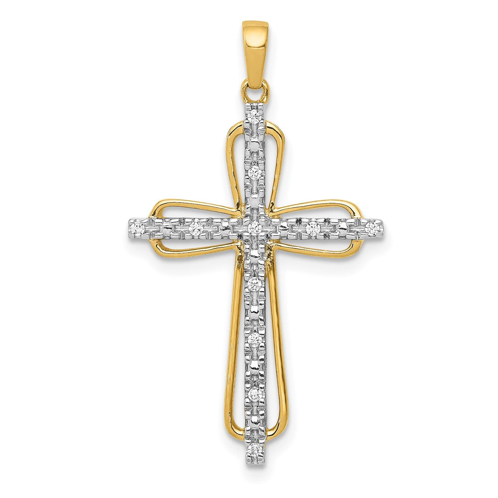 14k & rhodium Diamond Cross Pendant 19mm - Chains
