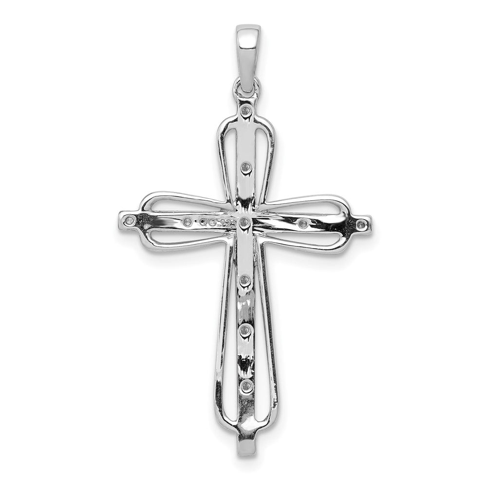 14k & Rhodium .06ct. Diamond Cross Pendant 21mm - Chains