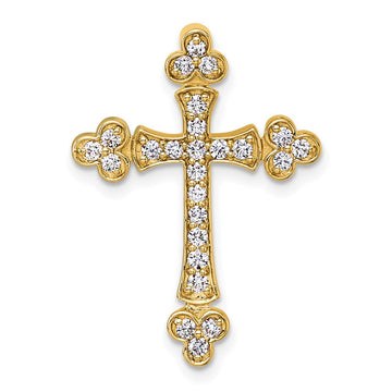 14k 1/2ct. Diamond Budded Cross Chain Slide
