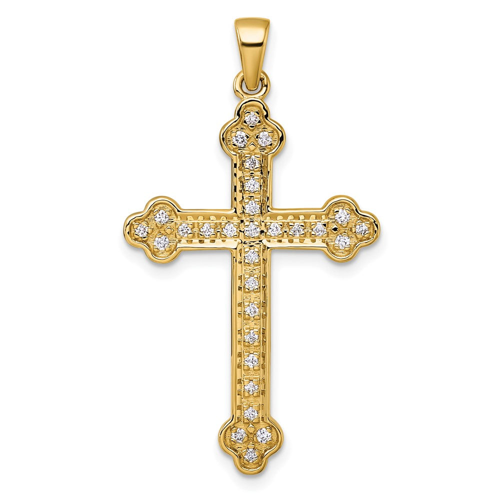14k 1/4ct. Diamond Cross Pendant 22.9mm - Chains