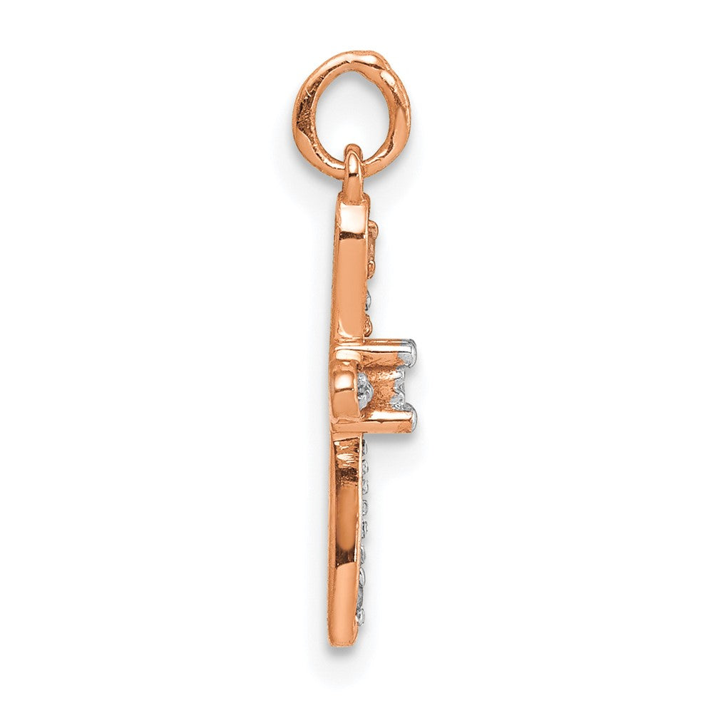 14k Rose Gold .03ct. Diamond Cross Charm 9.5mm - Chains