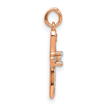 14k Rose Gold .03ct. Diamond Cross Charm 9.5mm - Chains