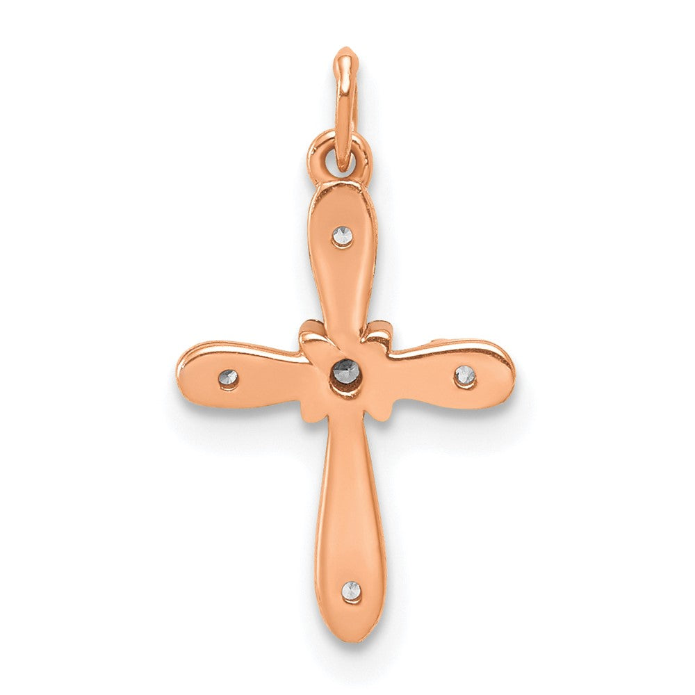 14k Rose Gold .03ct. Diamond Cross Charm 9.5mm - Chains