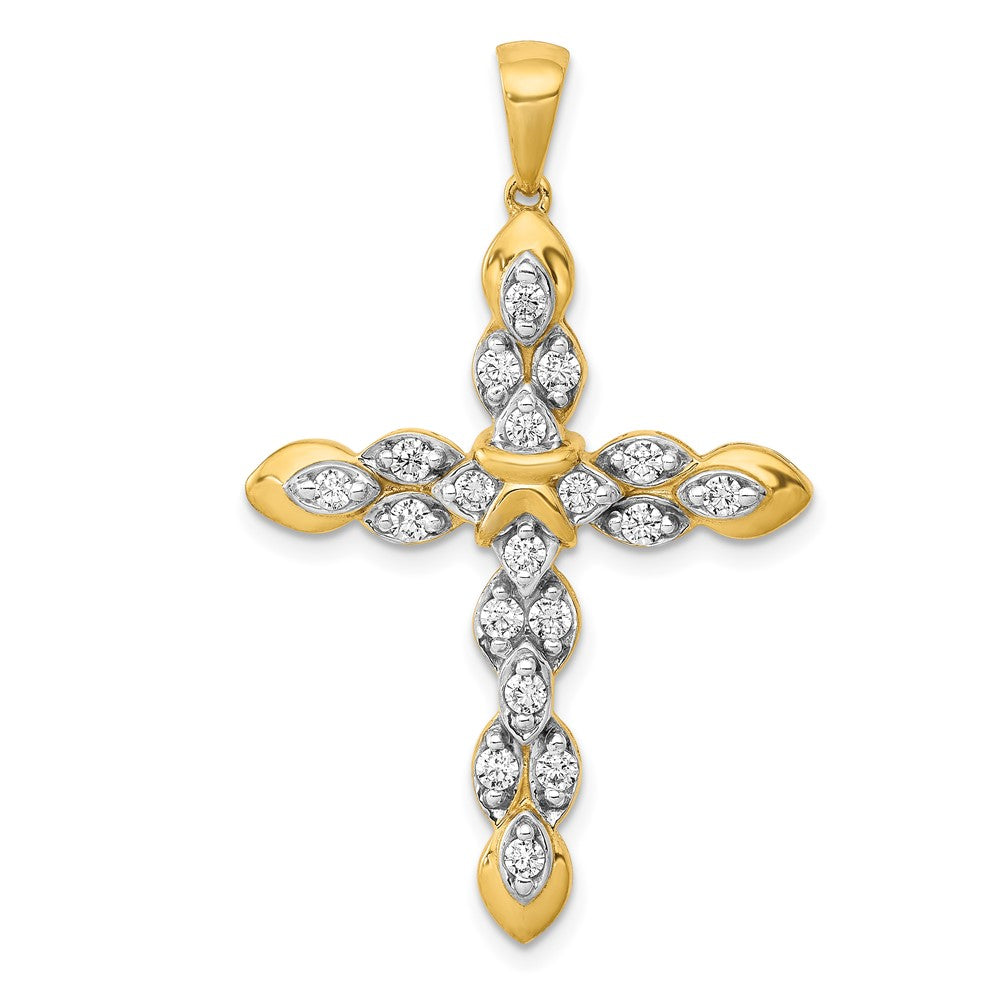 14k 1/2ct. Diamond Cross Pendant 24.5mm - Chains