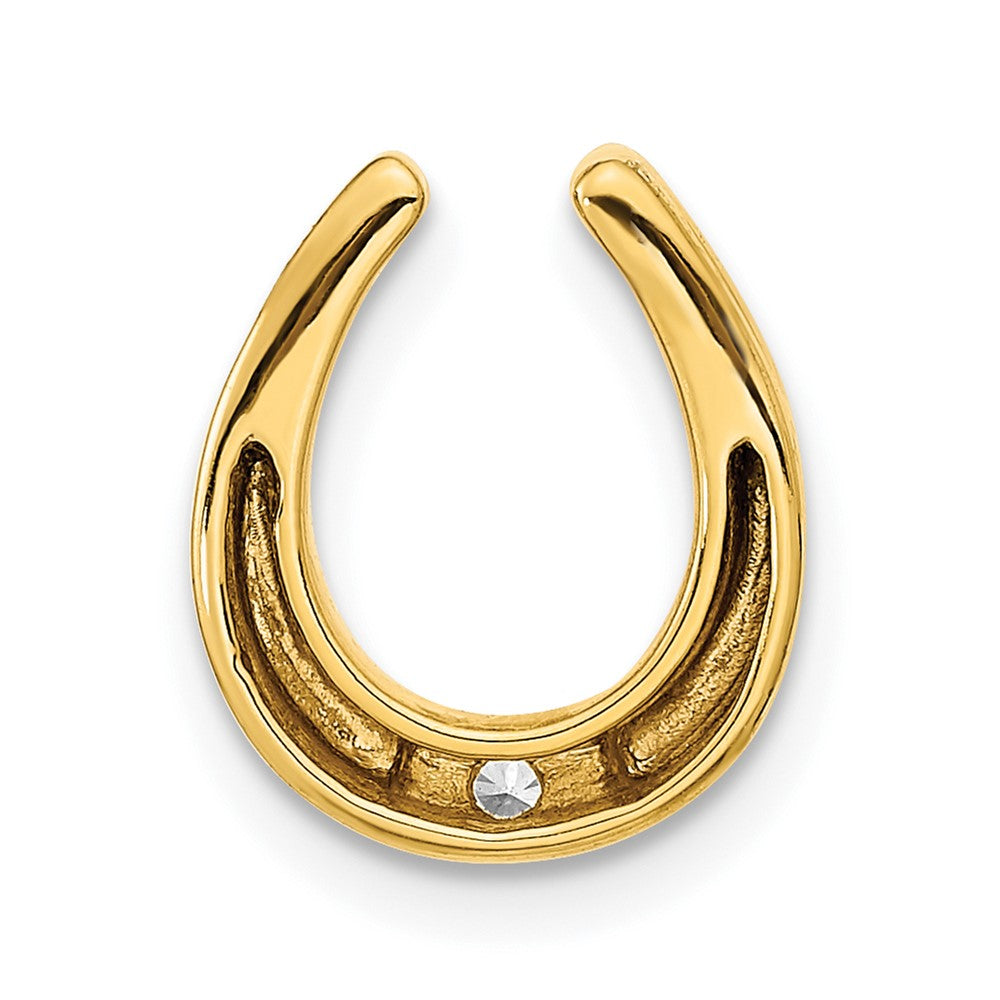 14k Polished 1/15 carat Diamond Fancy Horseshoe Chain Slide 10.9mm - Chains