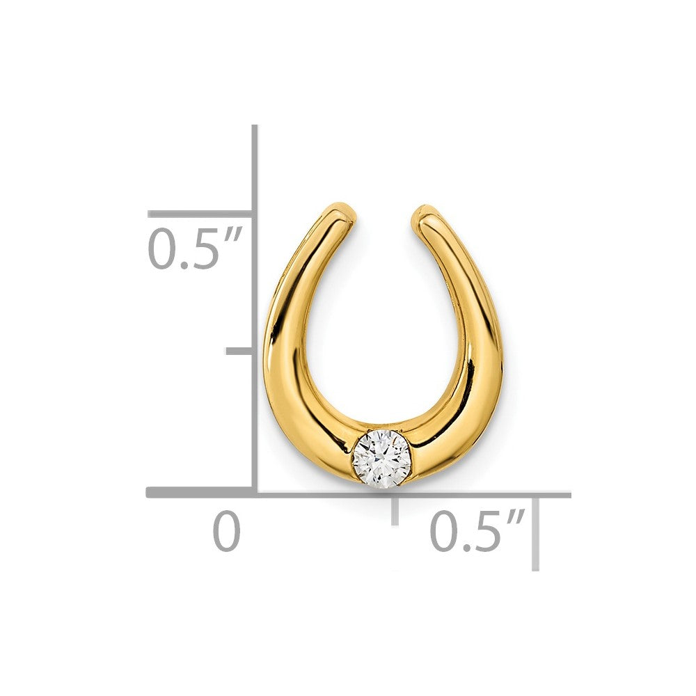 14k Polished 1/15 carat Diamond Fancy Horseshoe Chain Slide 10.9mm - Chains