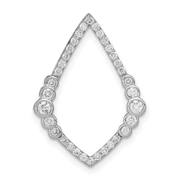 14k White Gold Polished 3/8 carat Diamond Bezel Set Teardrop Chain Slide