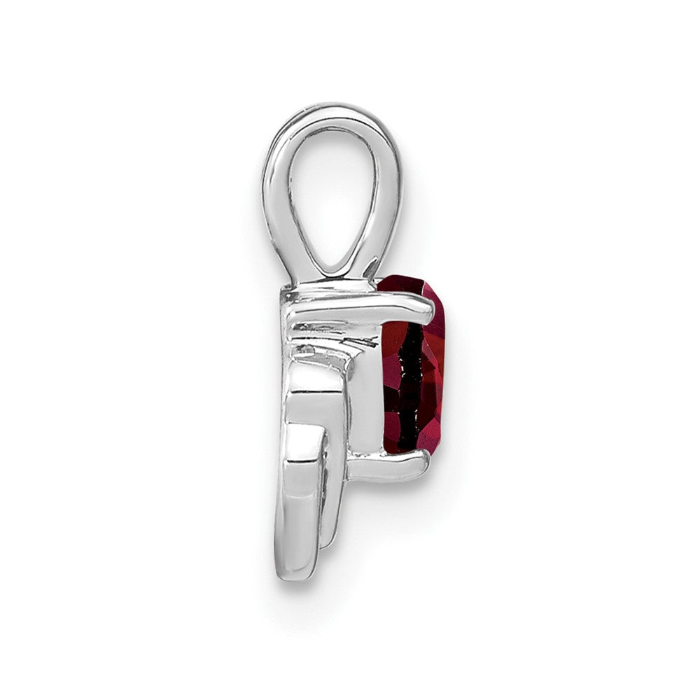 14k White Gold Garnet and Diamond Pendant 7.5mm - Chains