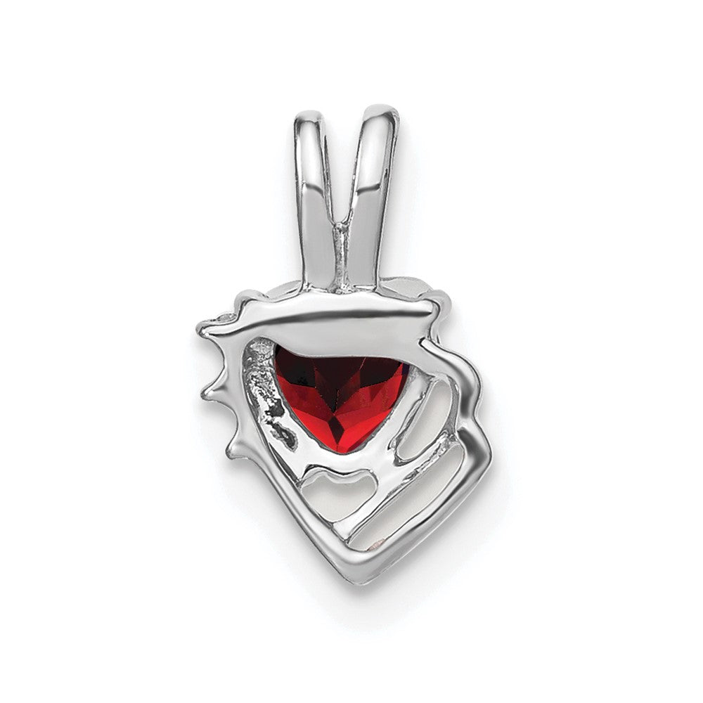 14k White Gold Garnet and Diamond Pendant 7.5mm - Chains