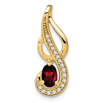 14k Garnet and Diamond Swirl Pendant