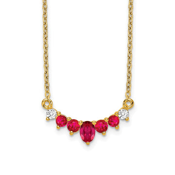14k Oval and Round Ruby and Diamond 18 inch Necklace