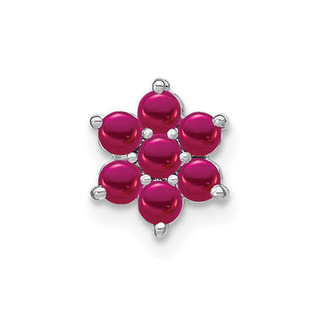 14k White Gold Ruby Floral Chain Slide