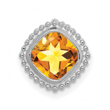 14k White Gold Cushion Citrine Chain Slide