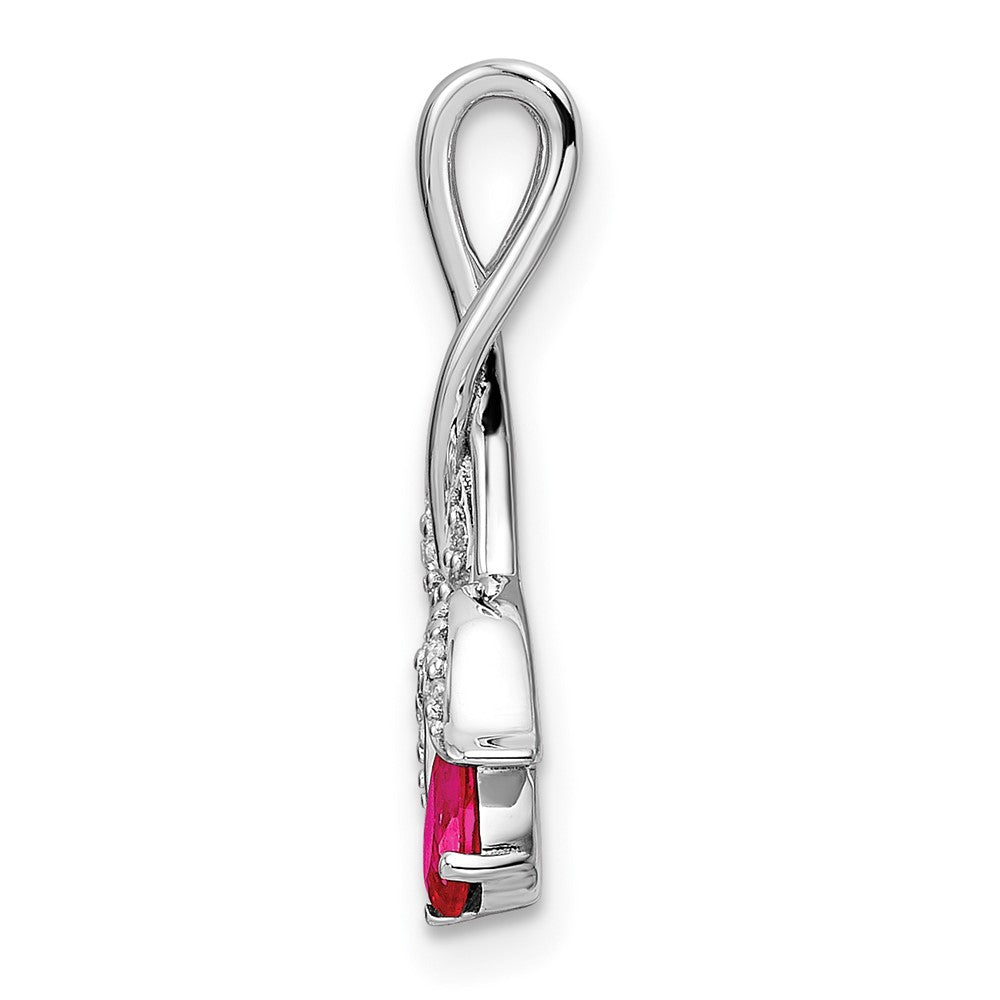 14k White Gold Ruby and Diamond Floral Chain Slide 8.67mm - Chains