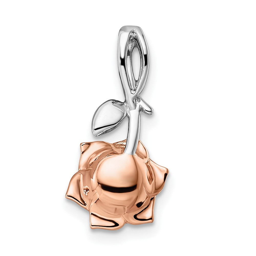 14K Two-tone White and Rose Gold Ruby Flower Chain Slide 9.6mm - Chains