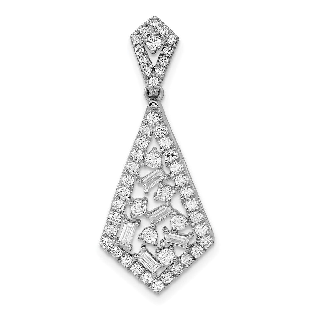 14k White Gold Polished 3/4 carat Diamond Fancy Dangle Chain Slide 13.18mm - Chains