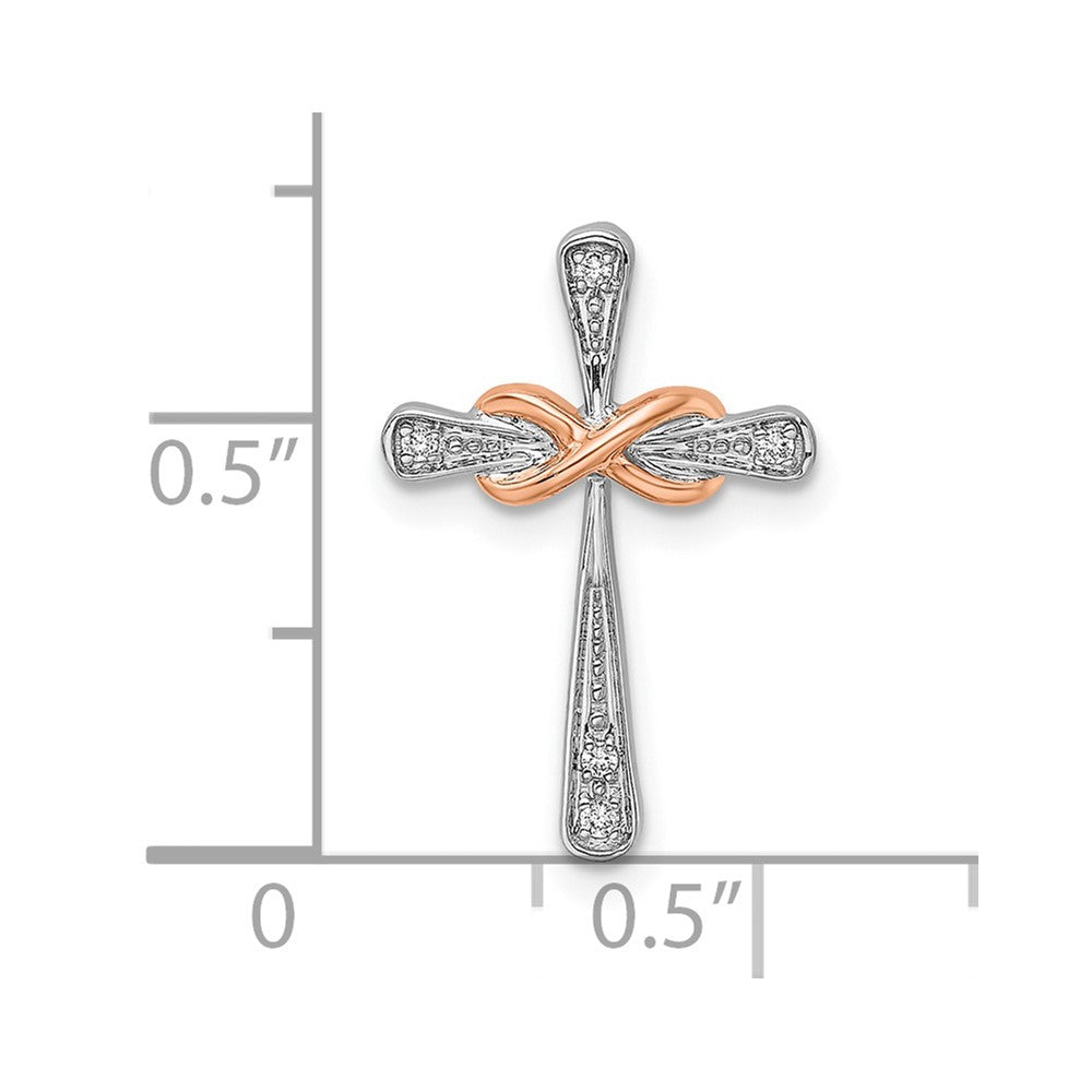 14k Two-tone White & Rose Cross w/Infinity Diamond Chain Slide 13.37mm - Chains