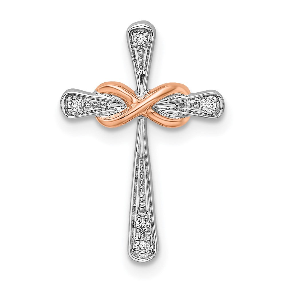 14k Two-tone White & Rose Cross w/Infinity Diamond Chain Slide 13.37mm - Chains