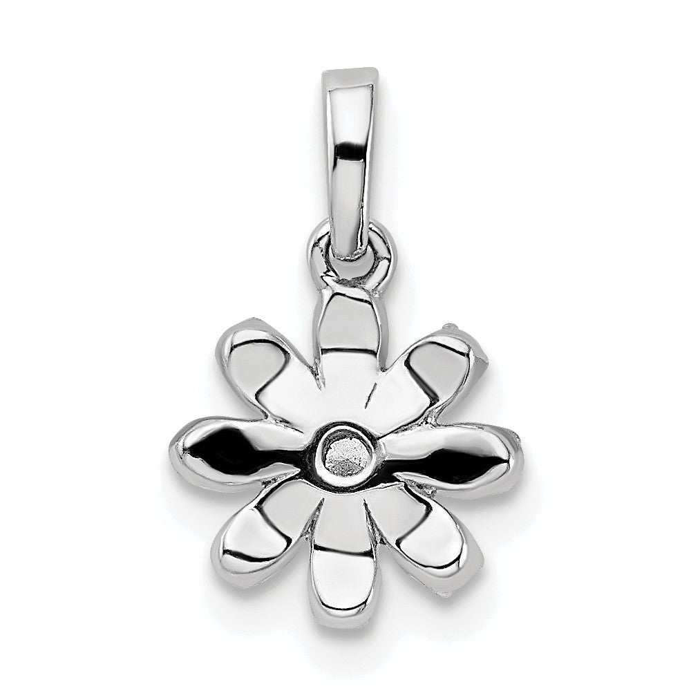14k White Gold Polished 1/6 carat Diamond Flower Pendant 8.66mm - Chains