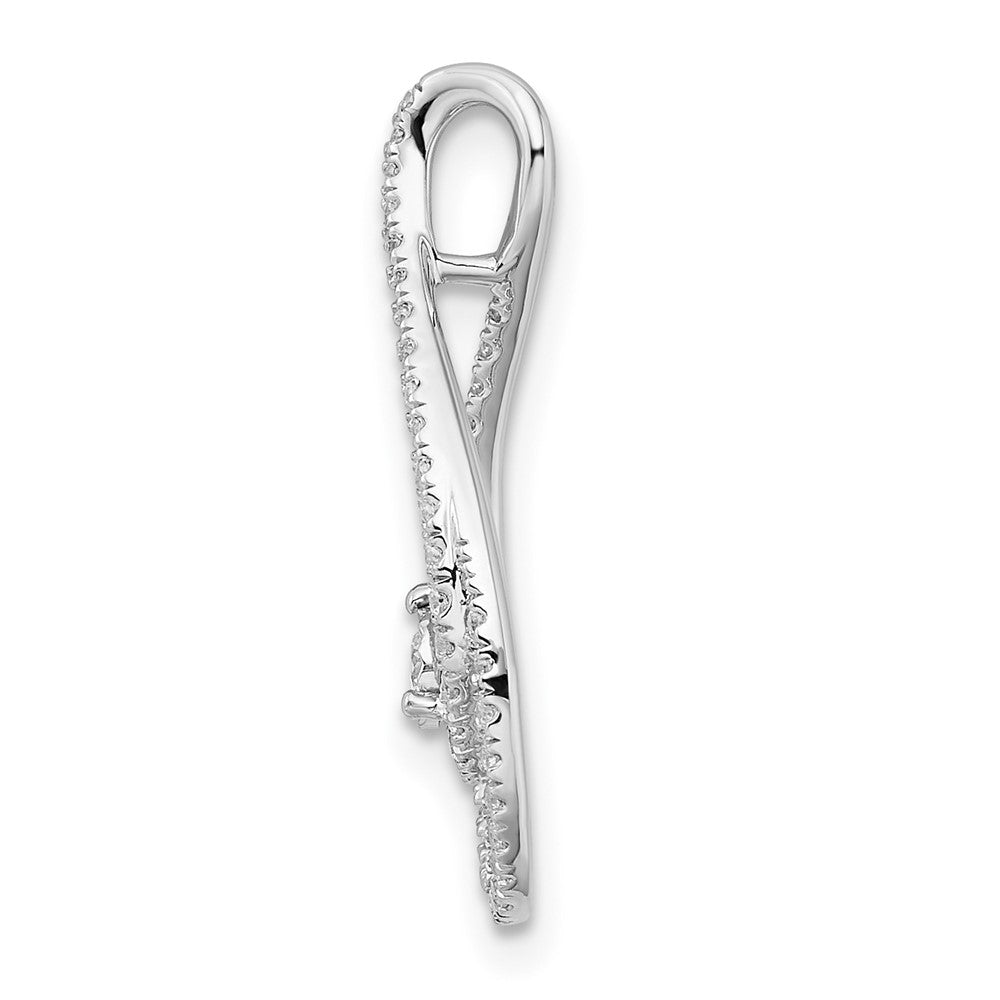 14k White Gold 1/5 carat Diamond Double Teardrop Chain Slide 10.72mm - Chains