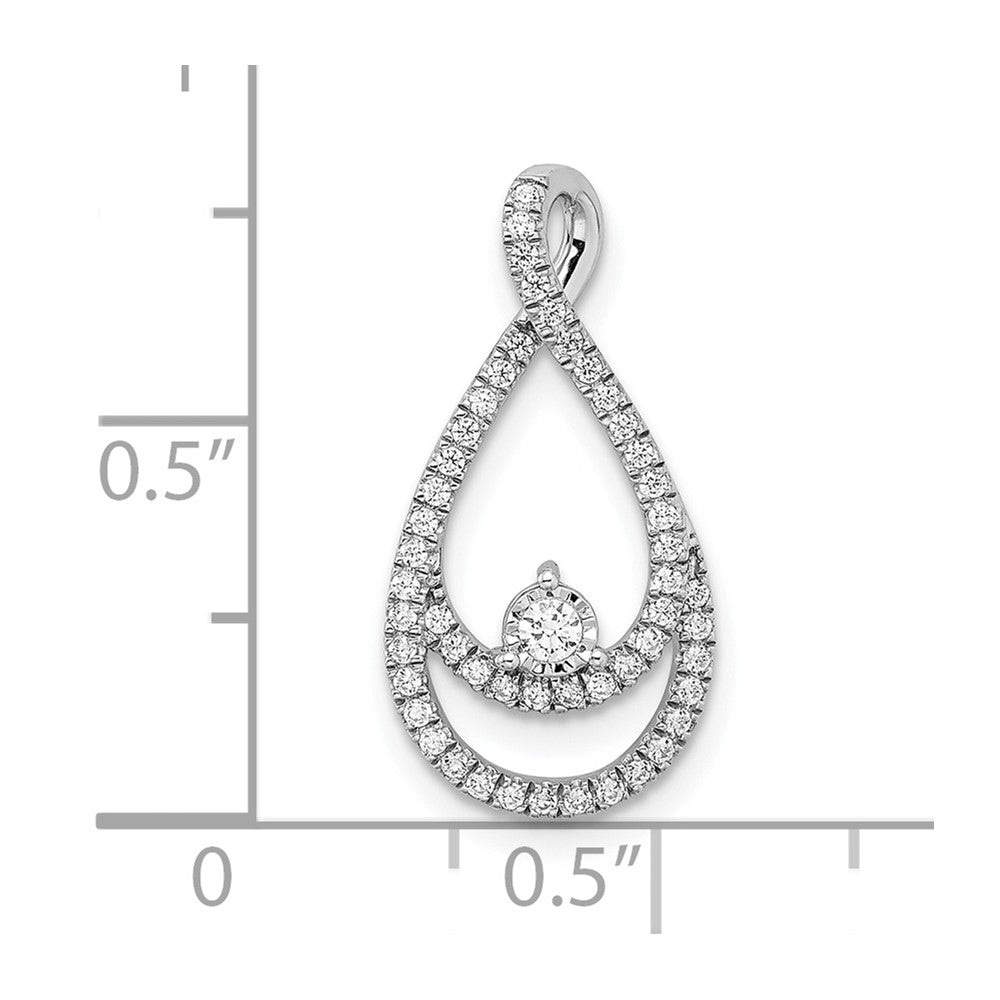 14k White Gold 1/5 carat Diamond Double Teardrop Chain Slide 10.72mm - Chains