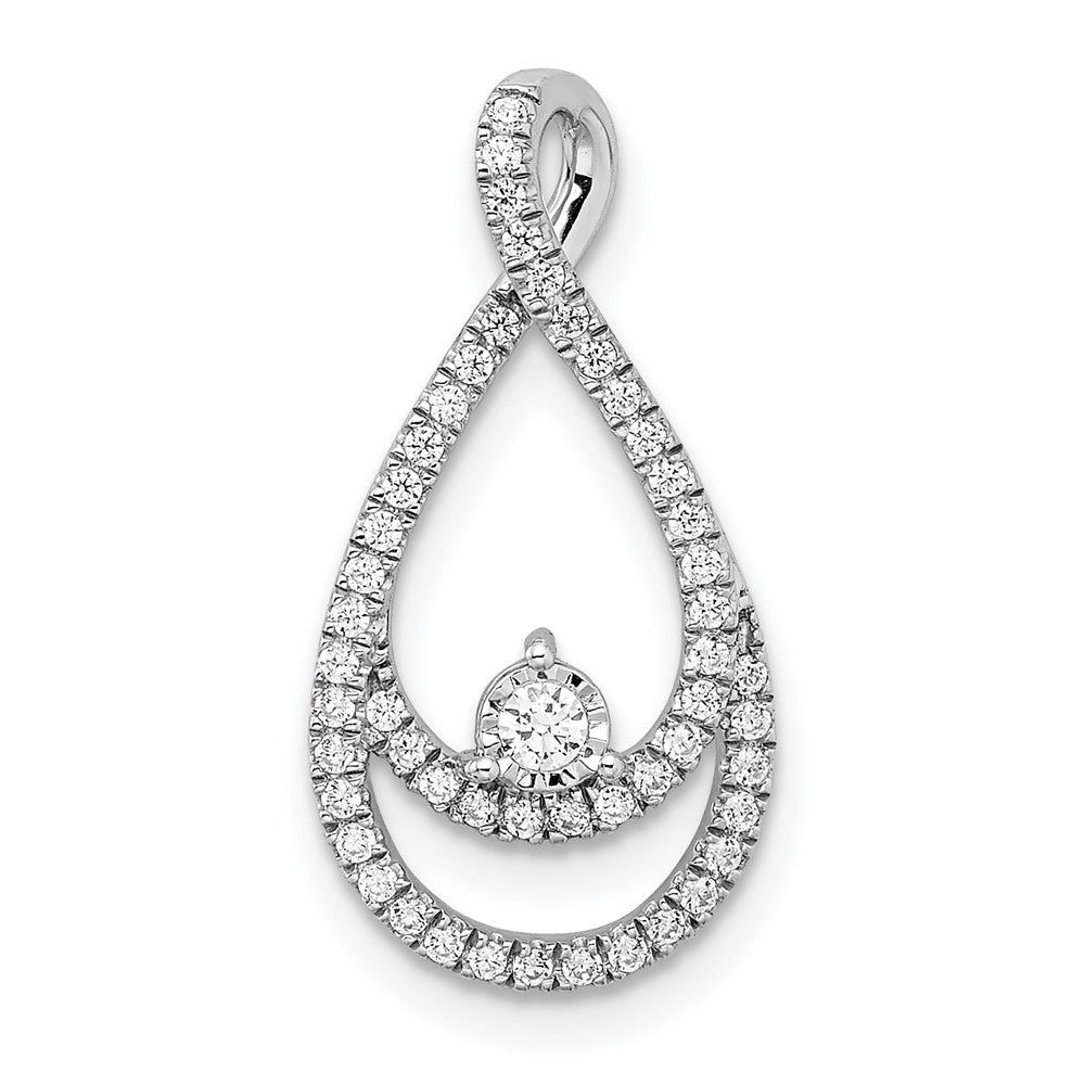 14k White Gold 1/5 carat Diamond Double Teardrop Chain Slide 10.72mm - Chains