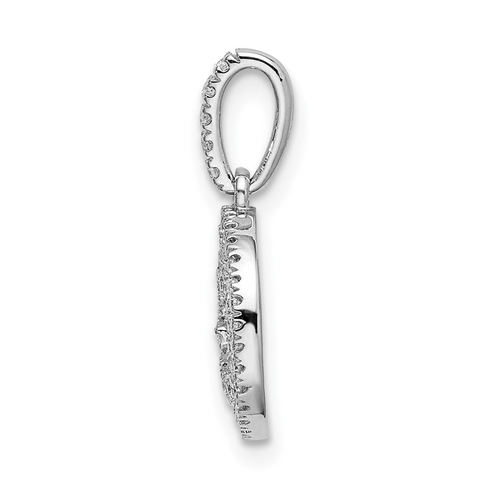 14k White Gold 1/5 carat Diamond Circle Swirl Pendant 11.15mm - Chains