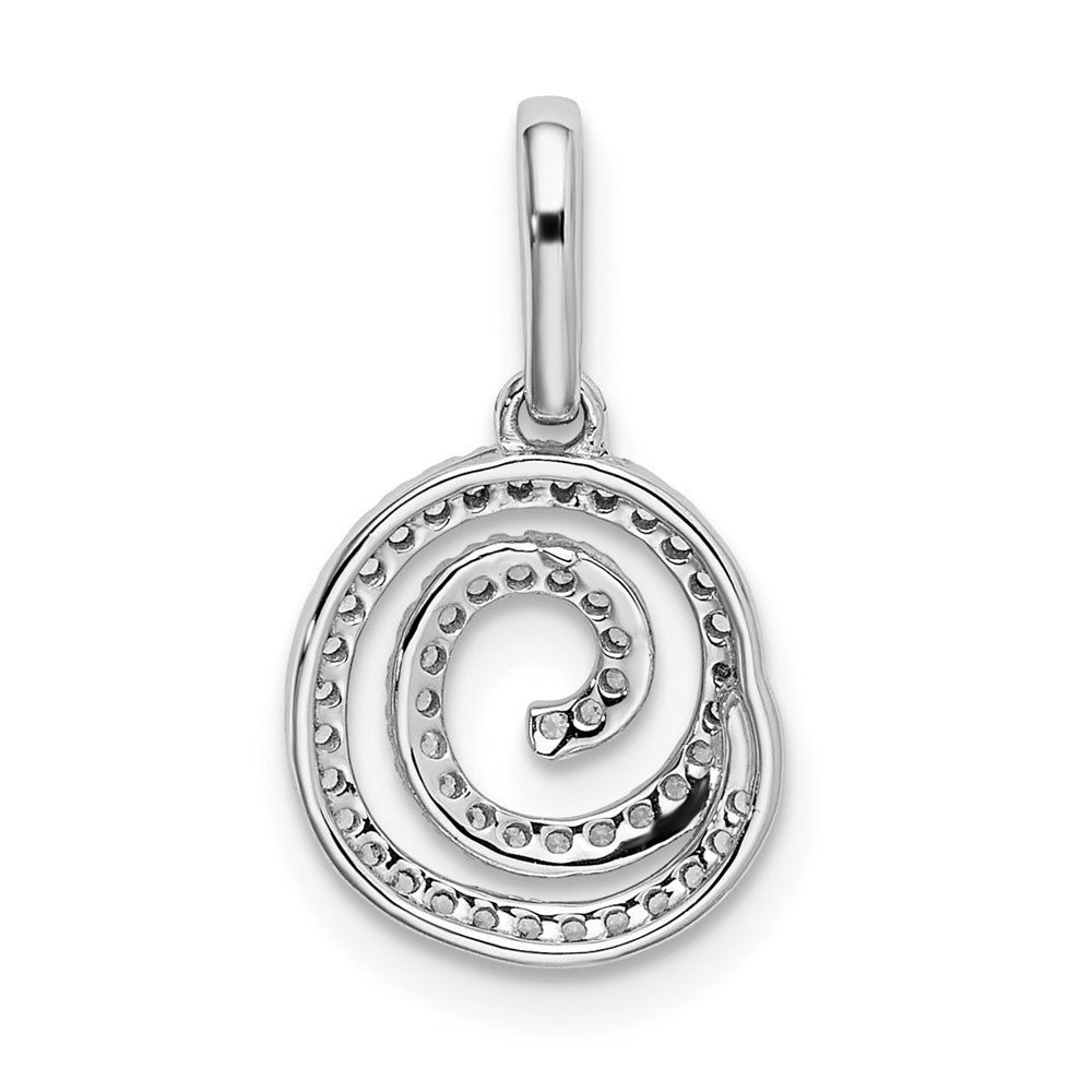 14k White Gold 1/5 carat Diamond Circle Swirl Pendant 11.15mm - Chains