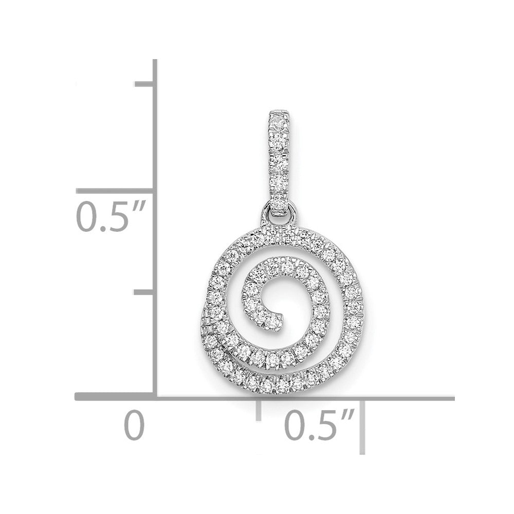 14k White Gold 1/5 carat Diamond Circle Swirl Pendant 11.15mm - Chains