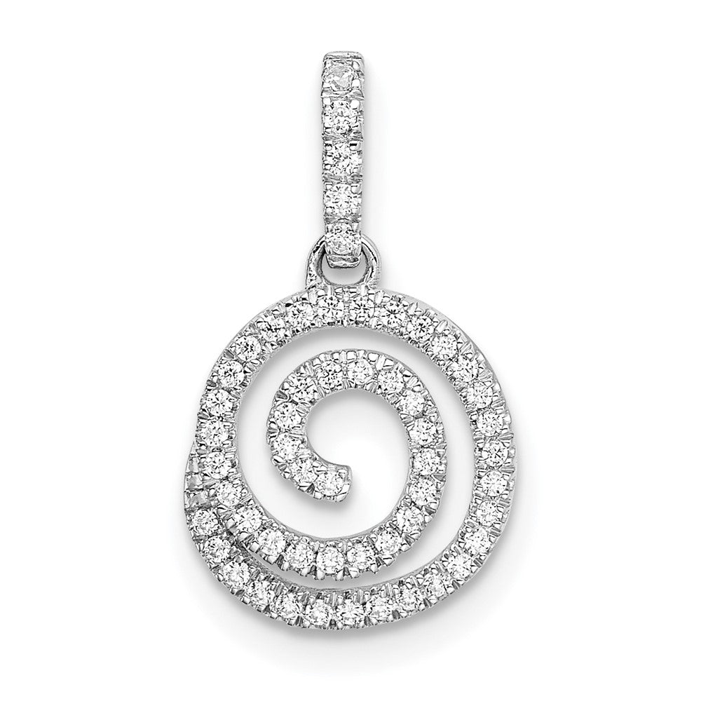 14k White Gold 1/5 carat Diamond Circle Swirl Pendant 11.15mm - Chains