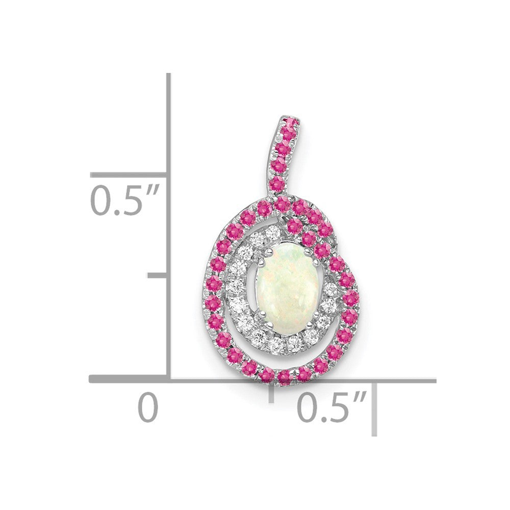 14k White Gold Pink Tourmaline/Opal & Diamond Chain Slide 9.92mm - Chains