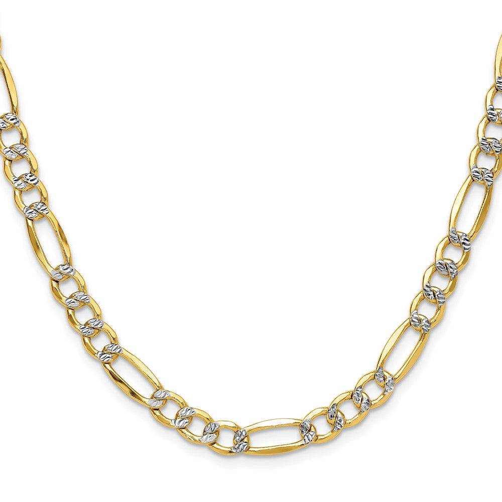 14k Semi-solid with Rhodium Pav��� Figaro Chain 6.5mm - Chains