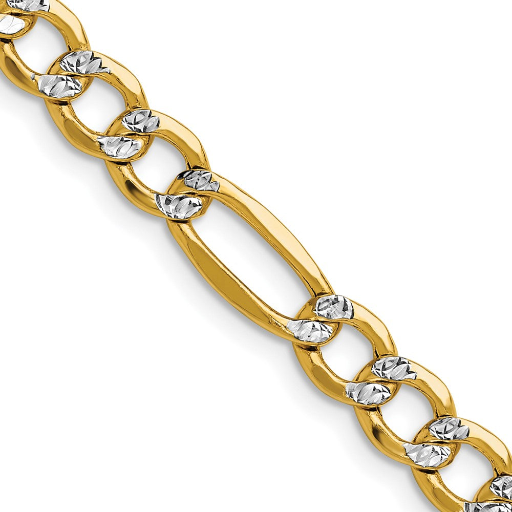 14k Semi-solid with Rhodium Pav��� Figaro Chain 6.5mm - Chains