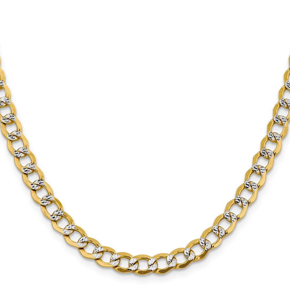 14K Semi-Solid with Rhodium Pav��� Curb with Lobster Clasp Chain 6.75mm - Chains