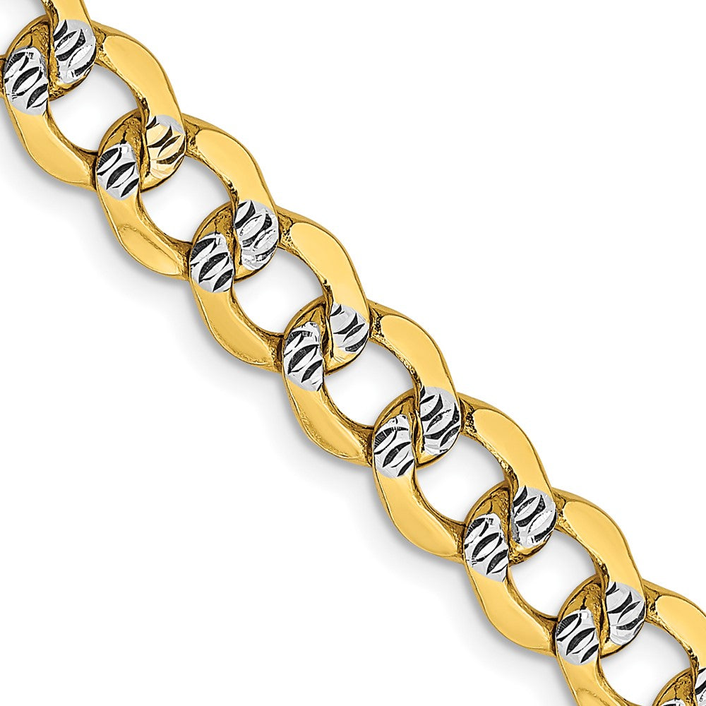 14K Semi-Solid with Rhodium Pav��� Curb with Lobster Clasp Chain 6.75mm - Chains