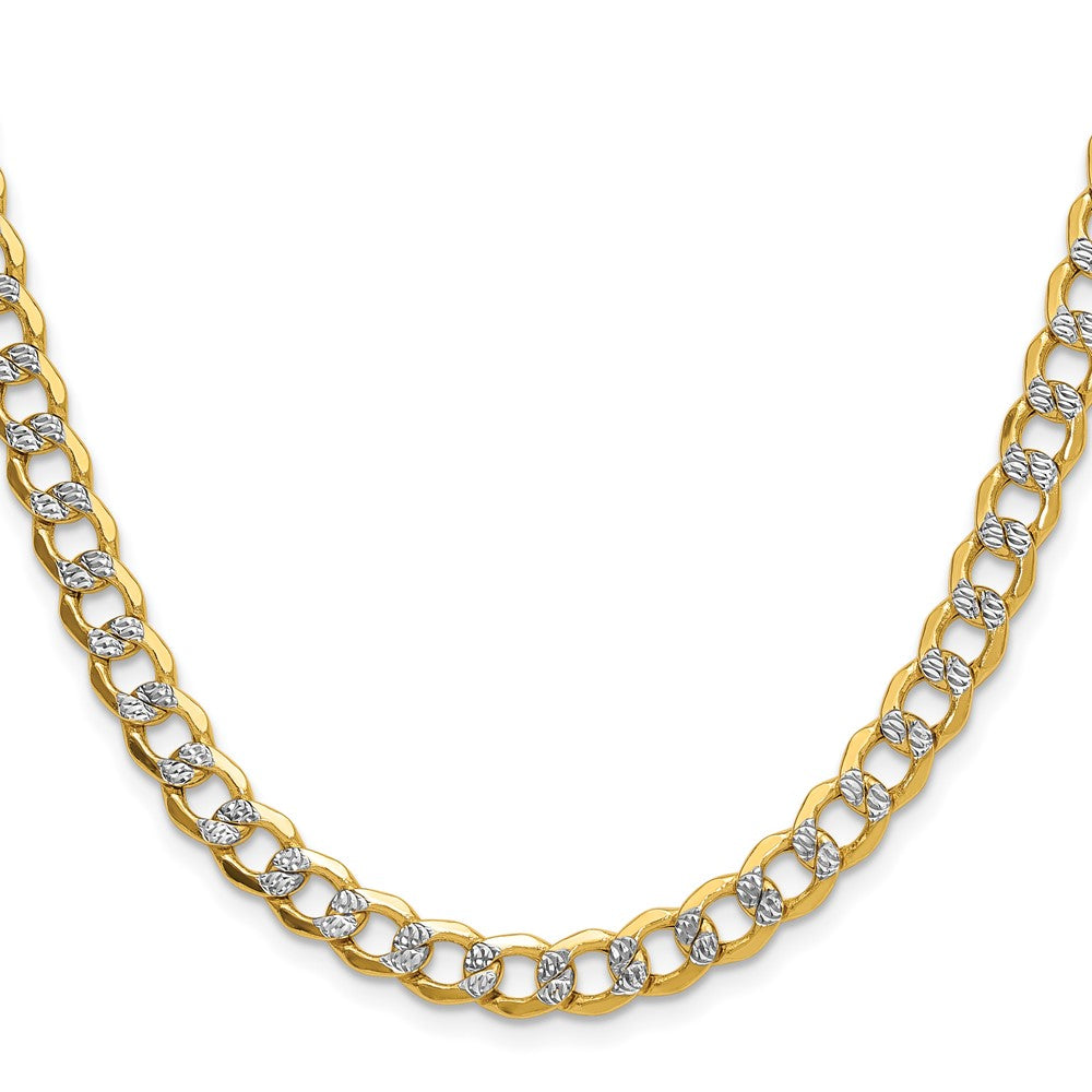 14k Semi-solid with Rhodium Pav��� Curb Chain 7.1mm - Chains