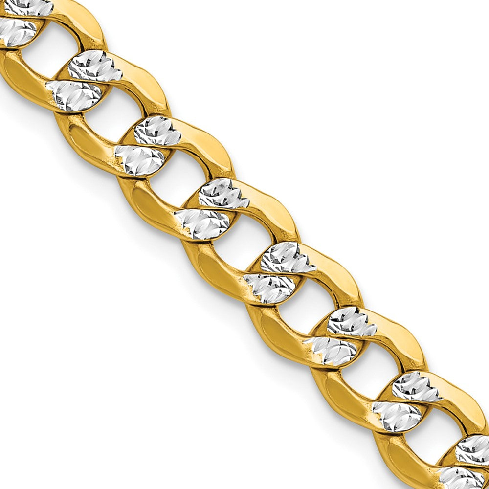 14k Semi-solid with Rhodium Pav��� Curb Chain 7.1mm - Chains