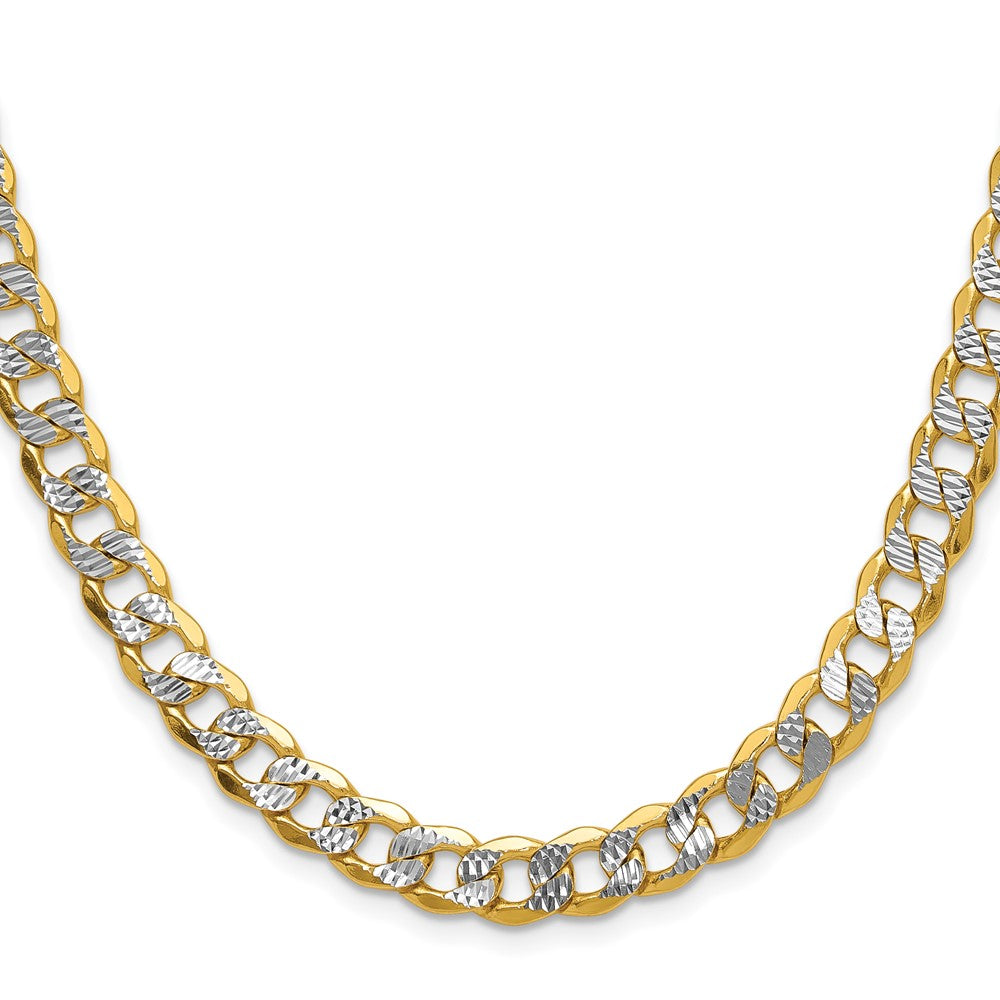 14k Semi-solid with Rhodium Pav��� Curb Chain 7.75mm - Chains