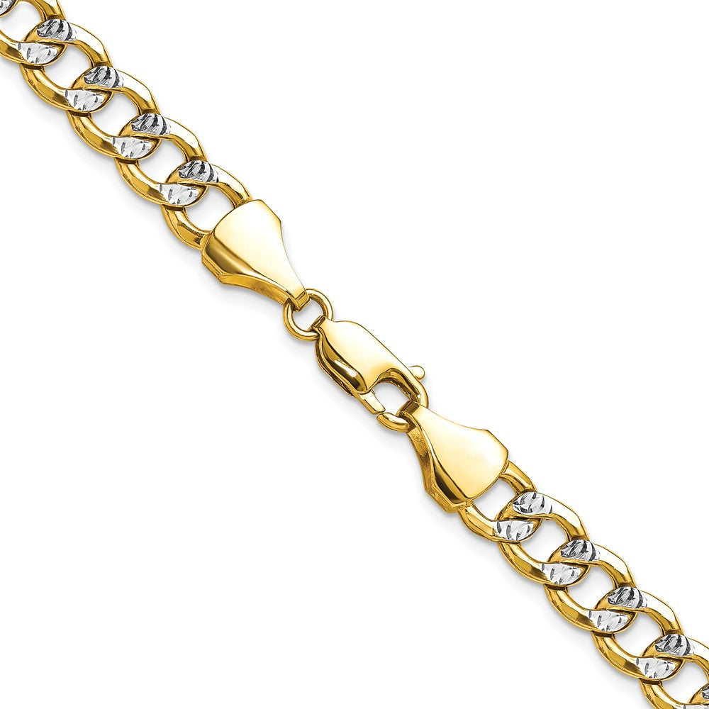 14k Semi-solid with Rhodium Pav��� Curb Chain 7.75mm - Chains