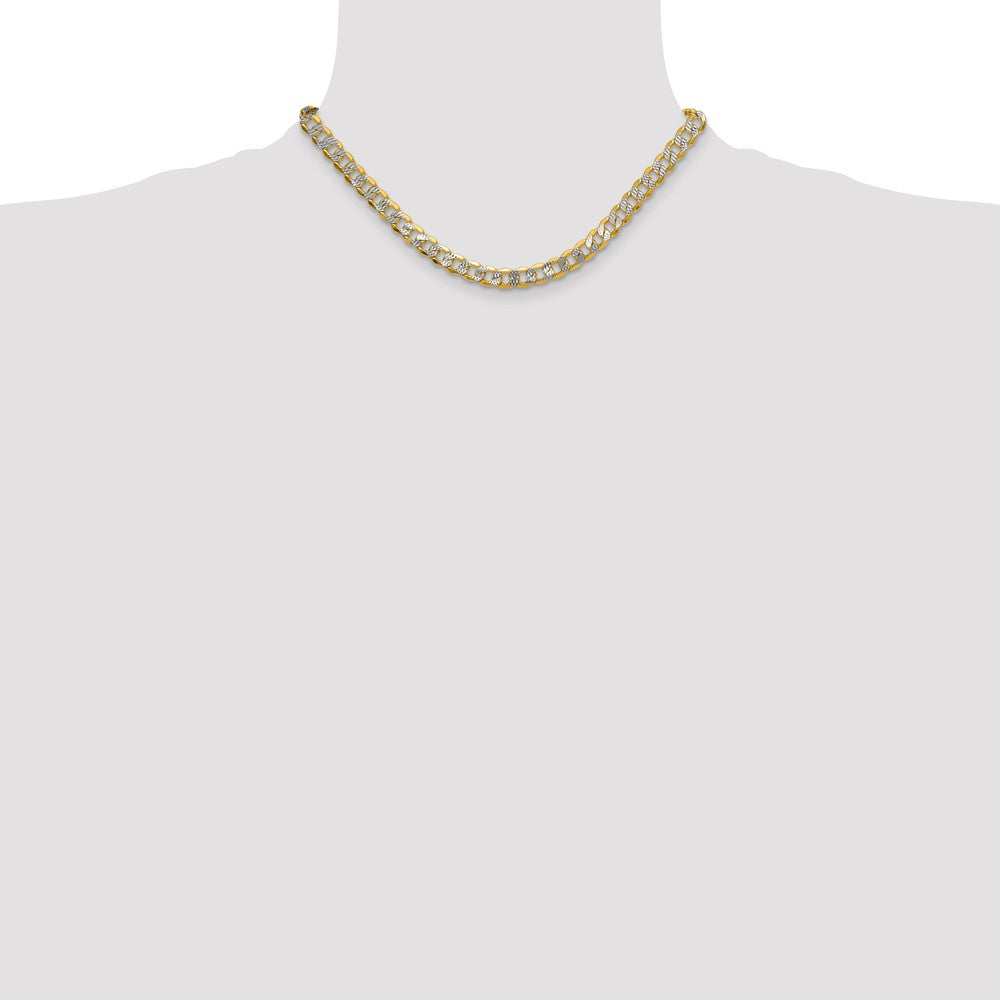14k Semi-solid with Rhodium Pav��� Curb Chain 7.75mm - Chains