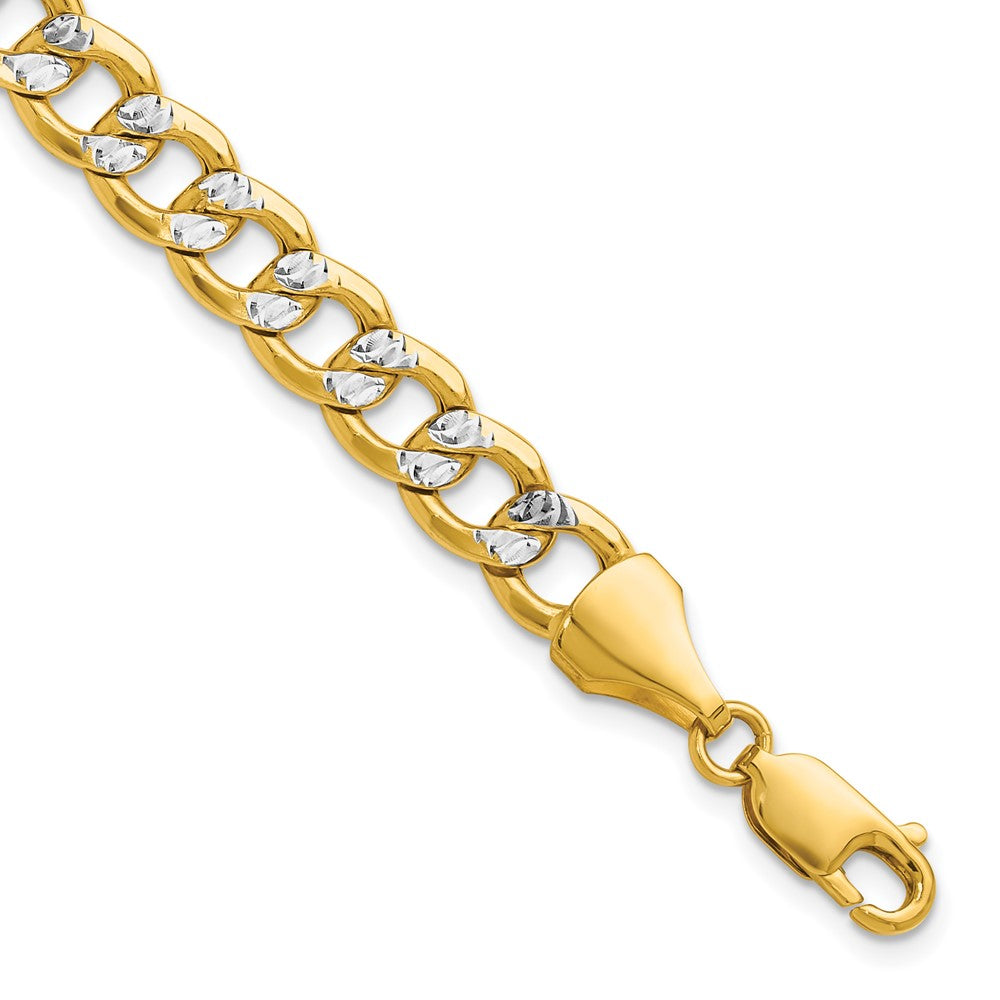14k Semi-solid with Rhodium Pav��� Curb Chain 7.75mm - Bracelets