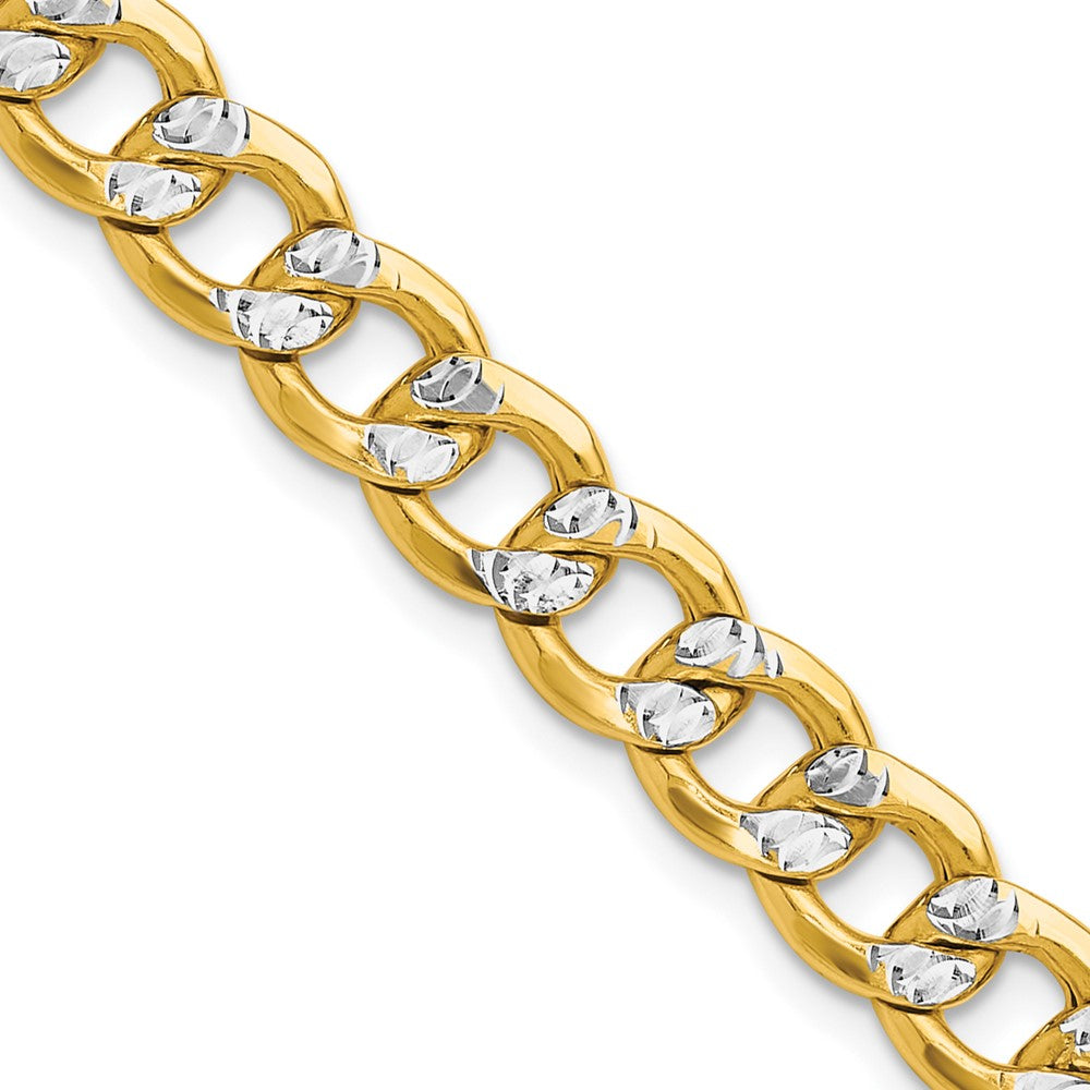 14k Semi-solid with Rhodium Pav��� Curb Chain 7.75mm - Chains