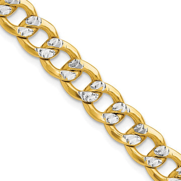 14k Semi-solid with Rhodium Pav��� Curb Chain 7.75mm - Chains
